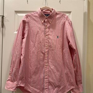 Ralph Lauren Pink and White Striped Button-Down Shirt